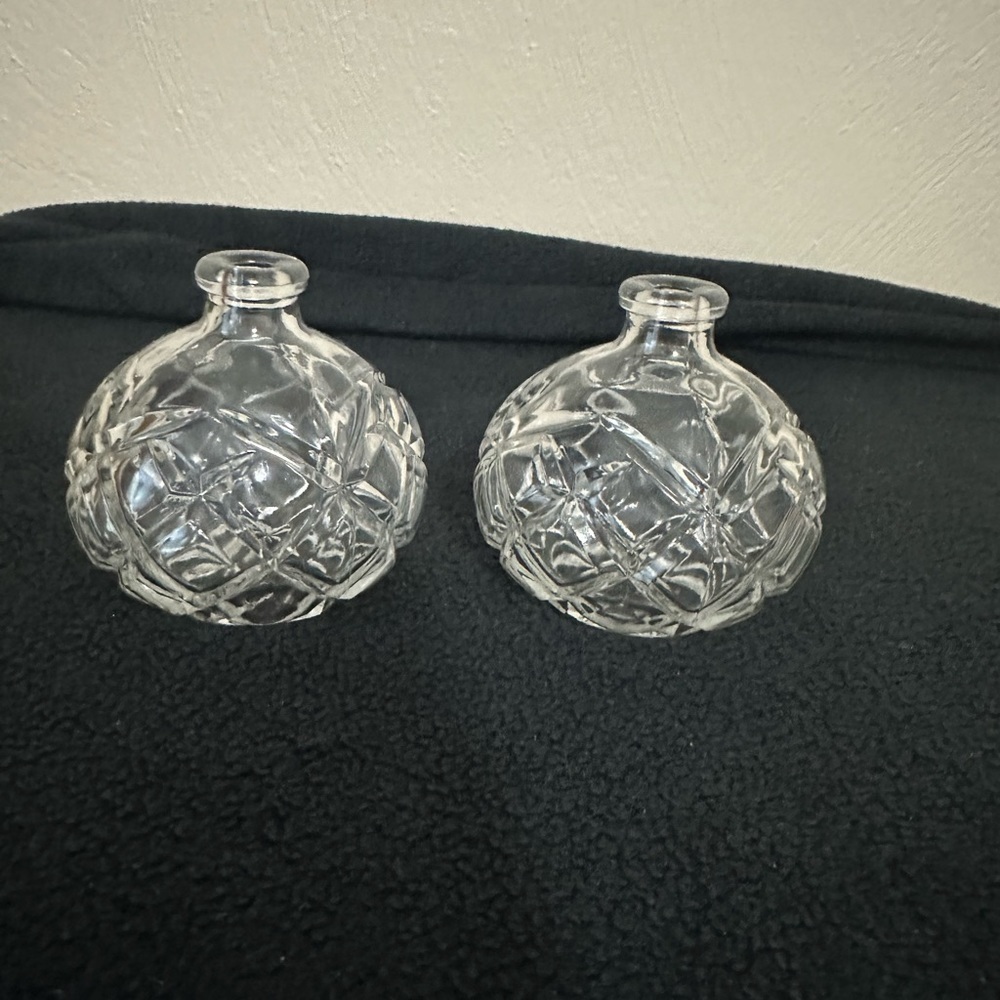 Vintage Round Cut Glass Oil Lamps